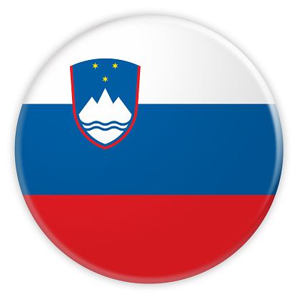 Slovenia Flag Button, 3d illustration on white background