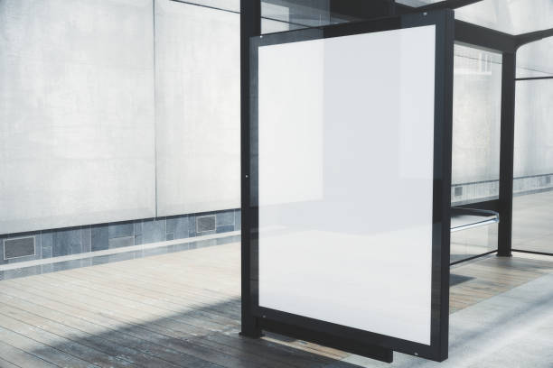 istock Bus stop with white poster closeup 691290158