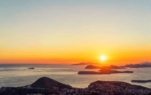 istock Sunset in Adriatic Sea and Dubrovnik 691290938