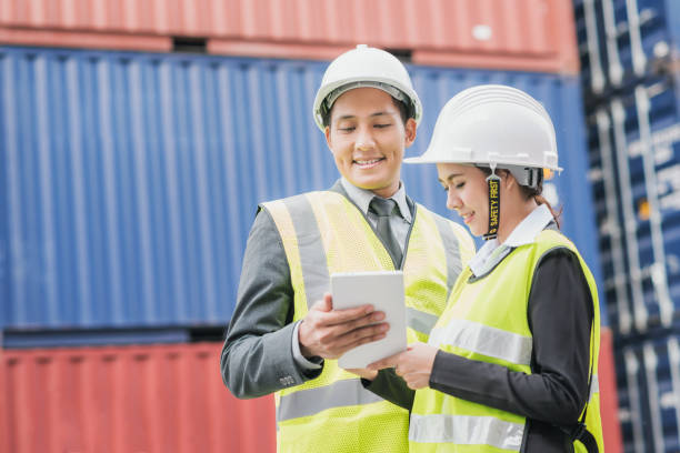 istock Secretary and businessman in logistic, export, import industry 691294340
