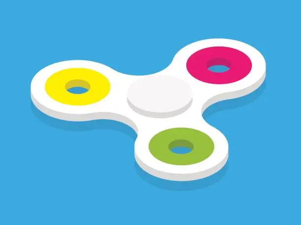 Vector illustration of Isometric fidget spinner kid toy colorful and white vector