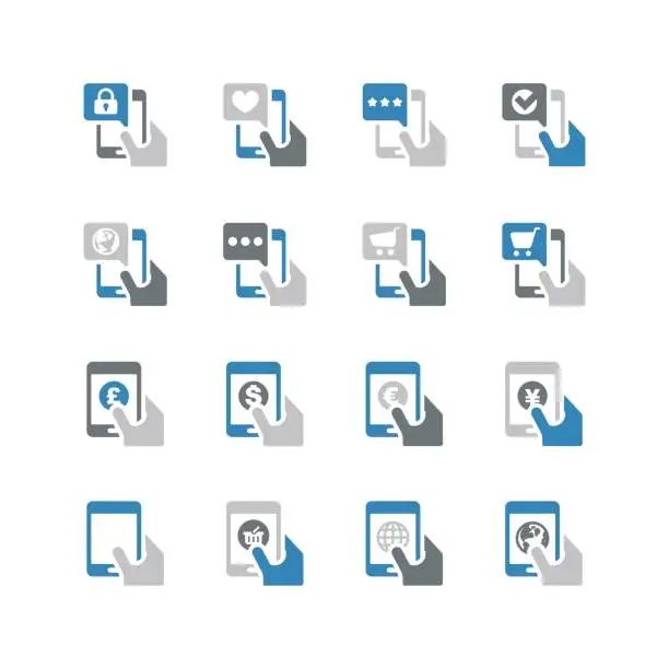 Vector illustration of Smart Phone Functions and Shopping icons