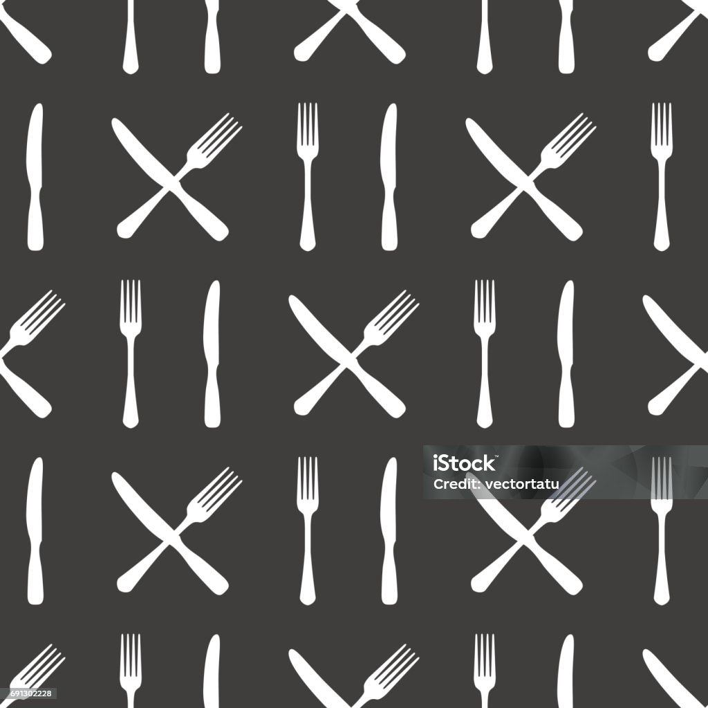 Fork and knife kitchen seamless pattern Kitchen or food seamless pattern with fork and knife. Vector illustration Pattern stock vector