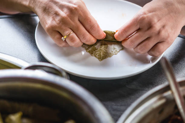 istock rolling grape leaves with rices, traditional Mediterranean food 691314650
