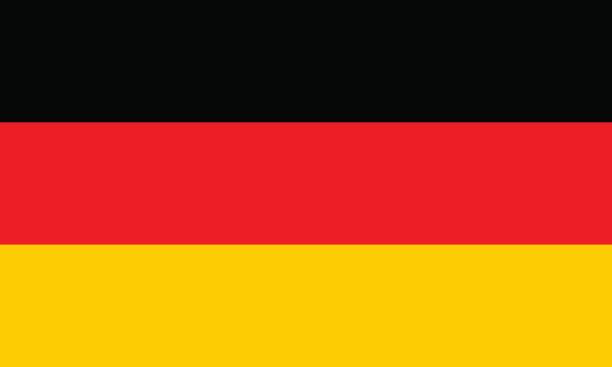 German flag, flat layout, vector illustration Flag design. German flag on the white background, isolated flat layout for your designs. Vector illustration. german culture illustrations stock illustrations