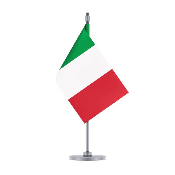 istock Italian flag hanging on the metallic pole, vector illustration 691333724