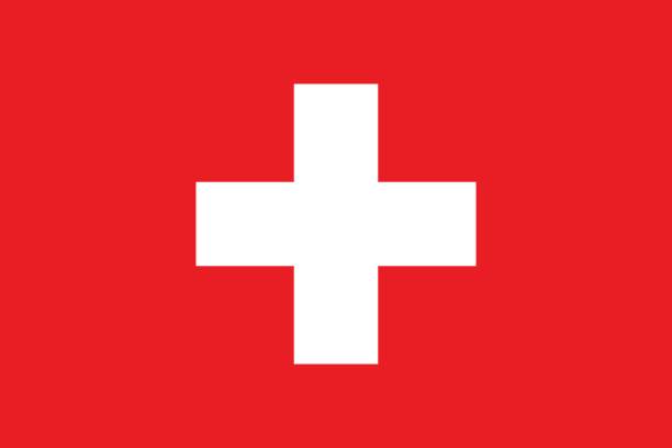 bildbanksillustrationer, clip art samt tecknat material och ikoner med schweiziska flaggan, platt layout, vektor illustration - schweiz flagga