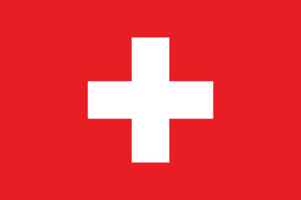 Swiss flag, flat layout, vector illustration Flag design. Swiss flag on the white background, isolated flat layout for your designs. Vector illustration. switzerland stock illustrations