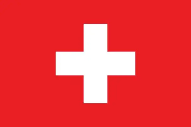 Vector illustration of Swiss flag, flat layout, vector illustration