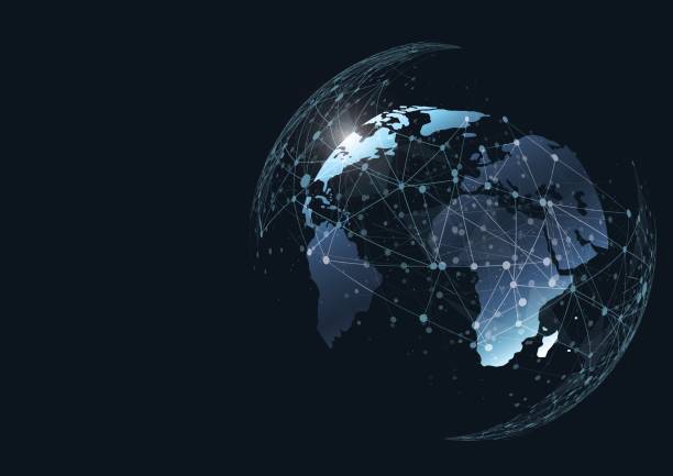 istock Global network connection. World map point and line composition concept of global business. Vector Illustration 691346634