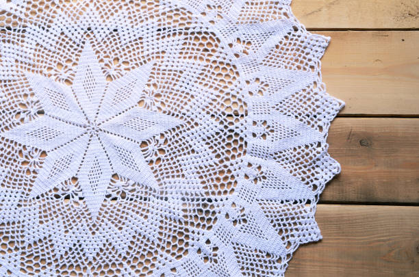 koronka szydełkowa doily - doily lace knitting textile zdjęcia i obrazy z banku zdjęć