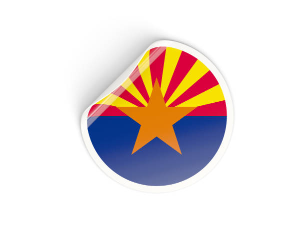 Flag of arizona, US state round sticker