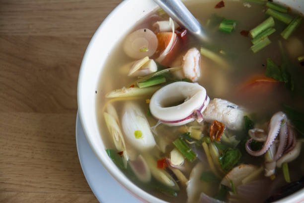 istock mixed seafood spicy soup with herb,Thai food 691361880