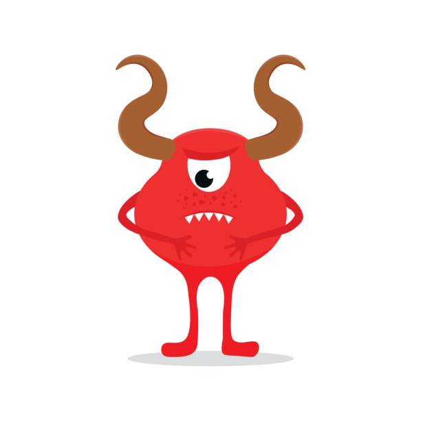 istock Funny colorful monster icon on white background. EPS10 vector illustration of cute cartoon monster character. 691363612