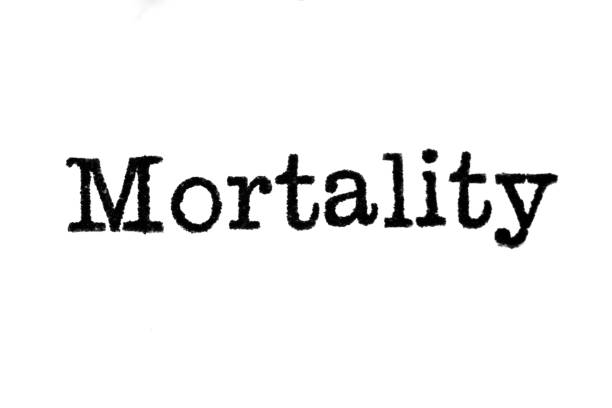 The word "Mortality" from a typewriter on white The word "Mortality" from a typewriter on a white background funeral planning stock pictures, royalty-free photos & images