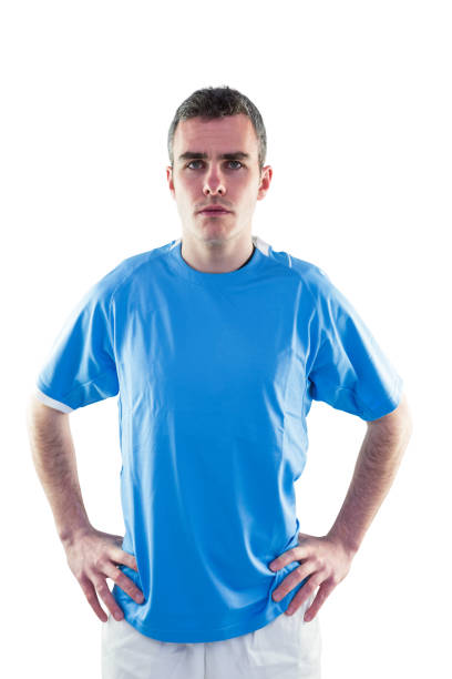 istock Serious rugby player with hands on hips 691370454