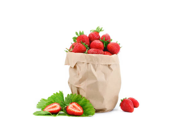 istock Ripe juicy strawberries on a white background 691374524