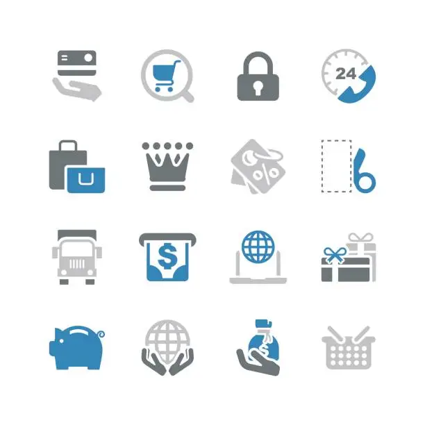 Vector illustration of Shopping and Buying Icons