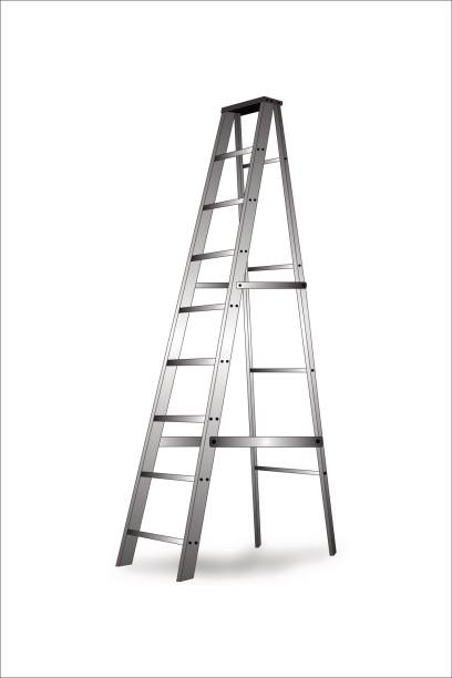 istock Aluminum Ladder,Steel stairs for the technician to use on white background. 691395720