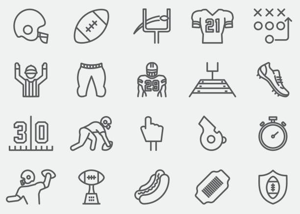 American Football Line Icons American Football Line Icons sports team icon stock illustrations