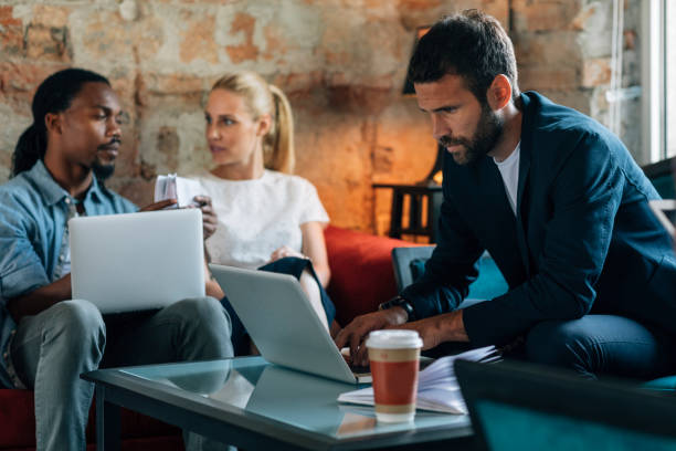 istock Coworkers in an open space office 691406852