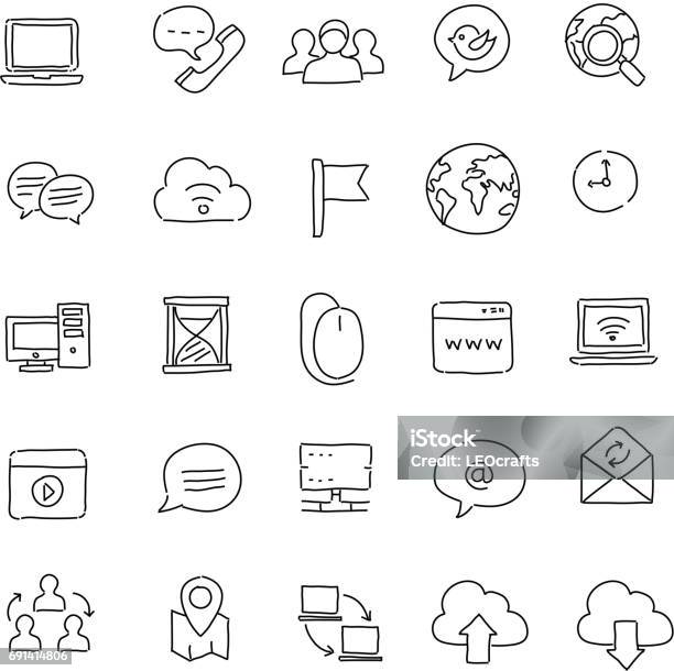 Social Media Icons Drawing Stock Illustration - Download Image Now - Icon Symbol, Doodle, Scribble