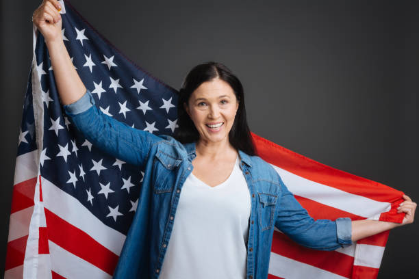 istock Optimistic confident woman being very patriotic 691415204
