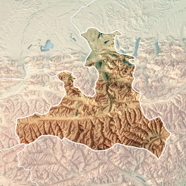 istock Land Salzburg Austria 3D Render Topographic Map Border Fade 691417404