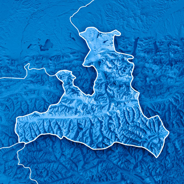 istock Land Salzburg Austria 3D Render Topographic Map Blue Border 691417570