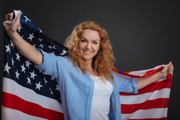 istock Admirable positive woman being a patriotic citizen 691418464