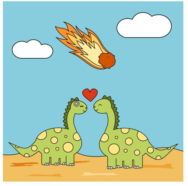 Ilustración de Pareja De Dibujos Animados De Dinosaurios En Amor Durante  Meteorito Huelga Ilustración De Vector Concepto Divertido y más Vectores  Libres de Derechos de Cometa - Espacio - iStock