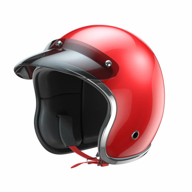 Red classic motorbike helmet Red classic motorbike helmet isolated on white background 3d crash helmet stock pictures, royalty-free photos & images
