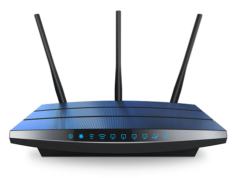 Wi-Fi wireless internet router isolated white background 3d