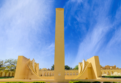 Historic astronomical instrument Vrihat Samrat Yantra (Great Supreme Instrument), at Jantar Mantar, Jaipur, Rajasthan, India. This instrument is a sundial that can give the time to an accuracy of 2 seconds.