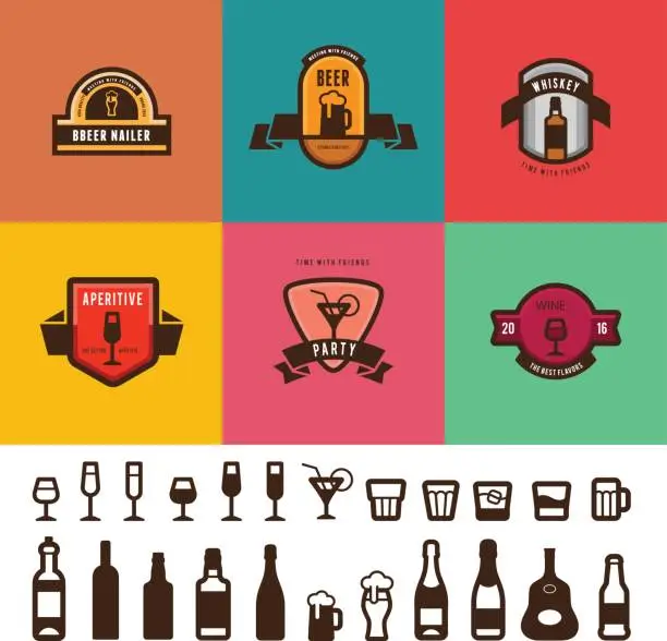 Vector illustration of Bar Cafe Vintage Labels vector design.
Restaurant Menu Badges and Logos templates with Icon pack