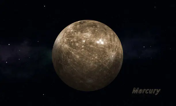 imaginary illustration of solar sustem planet Mercury
