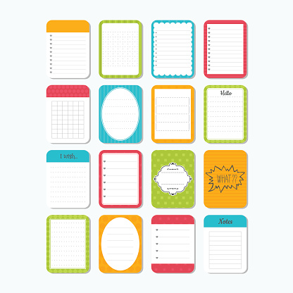 Flash Notebook Sticker Template Template For Notebooks Cute Design Elements Notes Labels Stickers ...