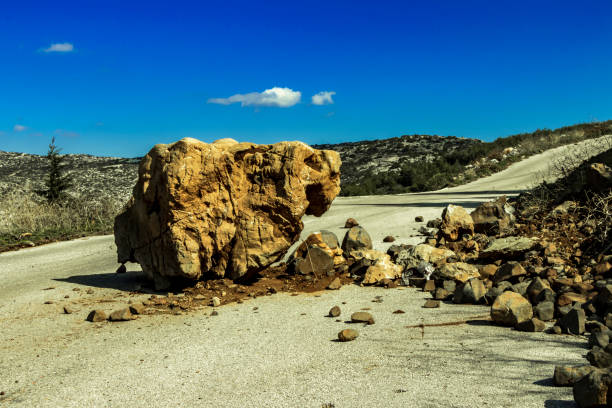 Sliding rock on the road