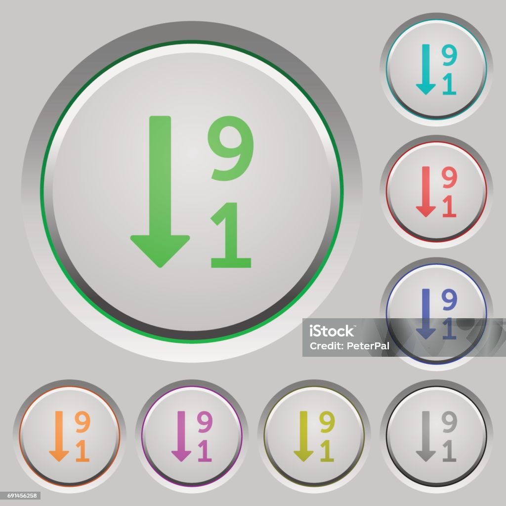 Button Desc By Descending Numbered List Push Buttons Stock Illustration - Download ...