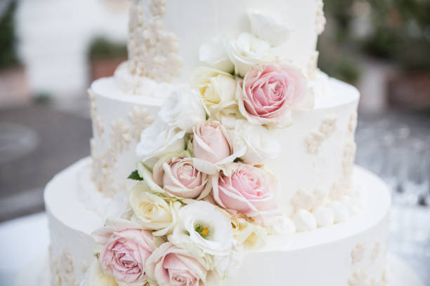 Food detail Detail of a food banquet wedding cake stock pictures, royalty-free photos & images