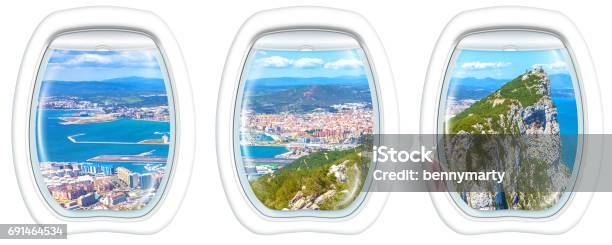 Porthole Windows On Gibraltar Rock Stock Photo - Download Image Now - Above, Aerial View, Air Vehicle