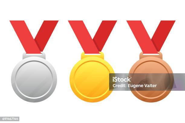 Gold Silver Bronze Medals Stock Illustration - Download Image Now - Medal, Gold Medal, International Multi-Sport Event