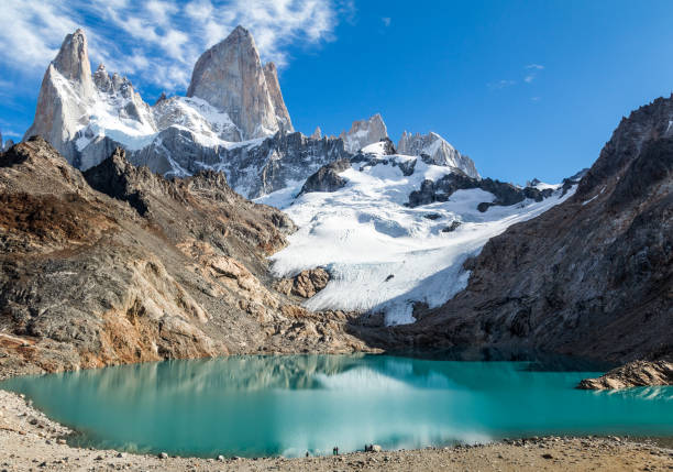 Glaciar Piedras Blancas and Corrie Lake Glaciar Piedras Blancas and Corrie Lake en route to the Fitz Roy from El Chalten, Patagonia, chalten photos stock pictures, royalty-free photos & images