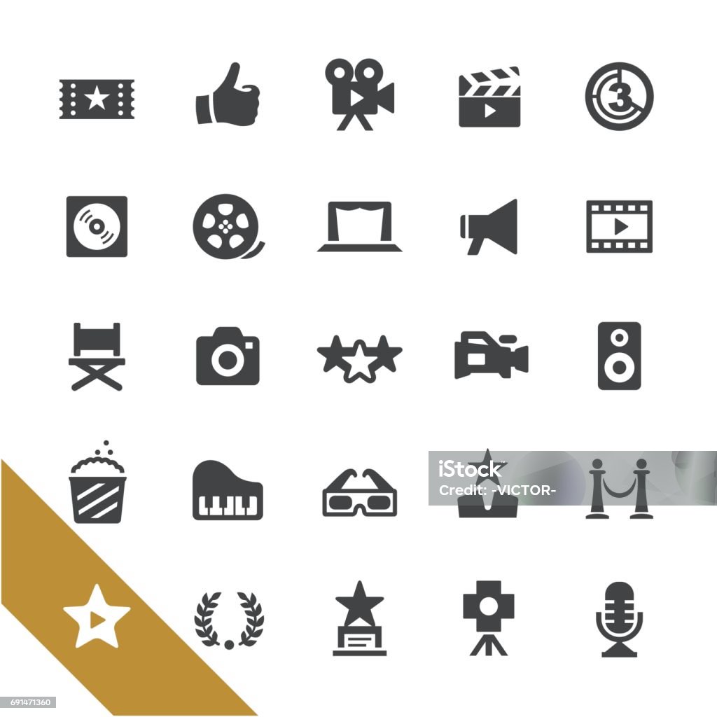 Movie and Film Industry Icons - Select Series Movie and Film Industry Icons Icon Symbol stock vector