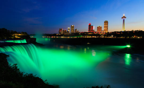 istock Niagara Falls illuminated at night with multicolored lights 691504034
