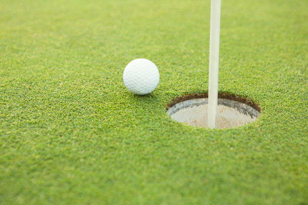istock Golf ball at the edge of the hole 691507146