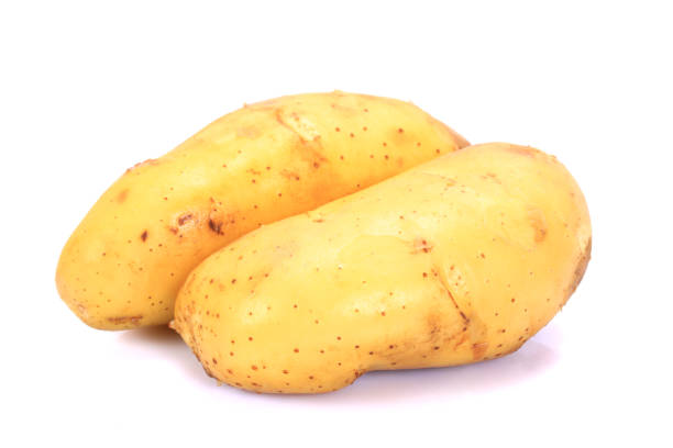 new potatoes  on the white background