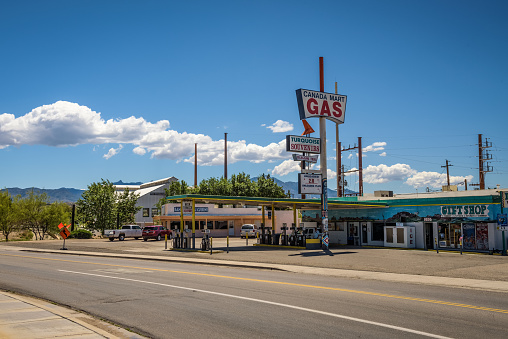 Cuba, MO, USA, Oct. 3, 2019: A collection of antique gas station memorabilia on display at Bob's Gasoline Alley, off Route 66 near Cuba, Missouri. The roadside attraction closed in 2020.