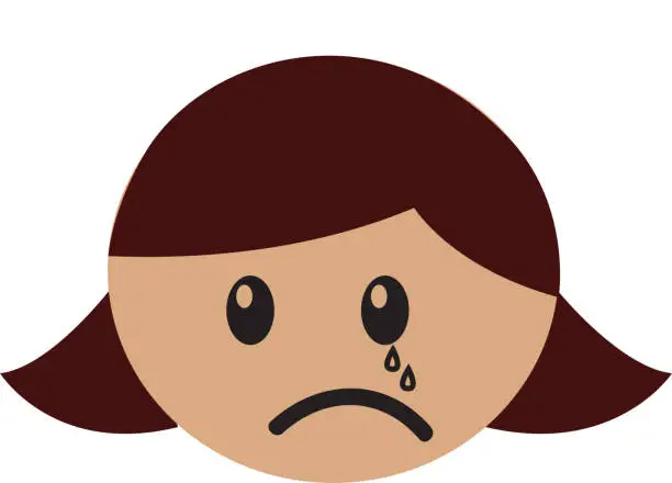 Vector illustration of head girl crying expression