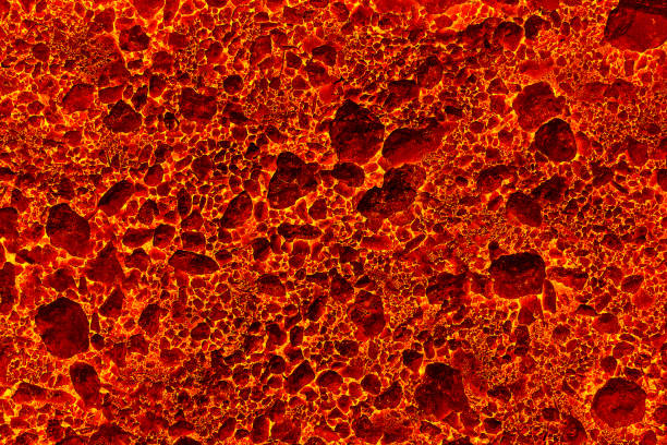 texture de sol rouge de chaleur fissuré après volcan éruption - solidified photos et images de collection